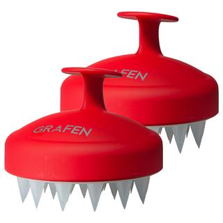 石墨烯邊緣手指頭皮按摩刷, 紅色, 2個