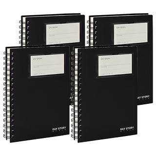 DAY STORY 5000 A5 口袋PP封面線圈筆記本 150張 黑色 2入, 4個, 黑色的