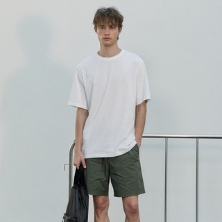 BASIC HOUSE Askin 半寬鬆版型圓領短袖T恤 LZTS3113, 白色