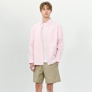 BASIC HOUSE 男女通用牛津布半寬鬆版型長袖襯衫 LZWS0101