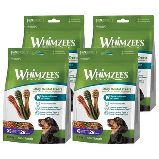 웰니스윔지스 강아지 위클리백 칫솔모양 강아지껌 XS, 덴탈껌, 210g, 4개
