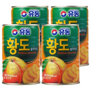 유동 황도 슬라이스 통조림, 400g, 4개