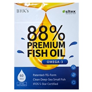 BHK's 88% Omega-3 頂級魚油軟膠囊, 60顆, 1盒