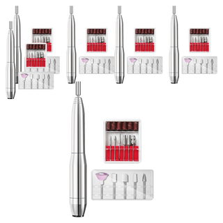 鋁合金便攜超輕量款USB電動美甲機附金屬打磨器, 6個, 銀色