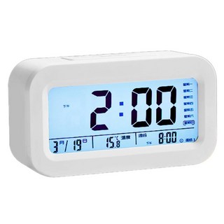 咪咪購物 多功能LED電子鬧鐘 13.8 x 7.6 x 4.7cm, 白色 - 時間日期溫度顯示