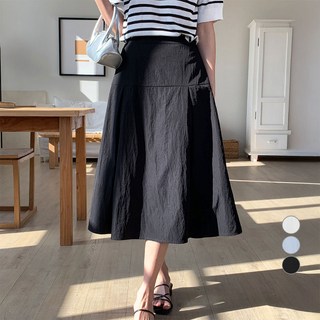 afinar 女款防皺抓褶半鬆緊帶長裙