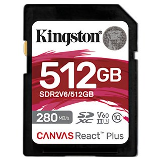 Kingston 金士頓 Canvas React Plus 512GB SDXC UHS-II V60 記憶卡 (280R/150W) 專業高速儲存, 1入