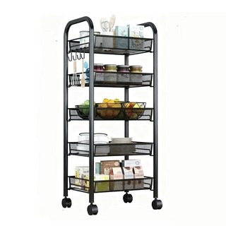 E家工廠 五層置物架推車, 黑色