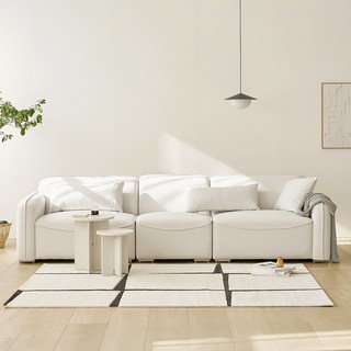 룸앤홈 모브 4인용 소파 + 암리스형 + 정가각 쿠션 + 직사각 쿠션 3p 세트 방문설치, 아이보리