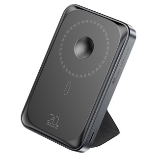 VYVYLABS 3合1磁吸無線快速充電行動電源10000mAh 20W 隱藏支架 適用於手機、耳機、手錶, VBJM3H1, 錆色