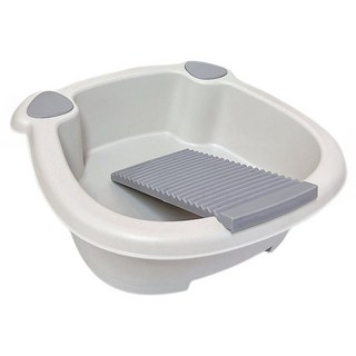 家用多功能小熊造型臉盆 附洗衣板, 灰色, 1組