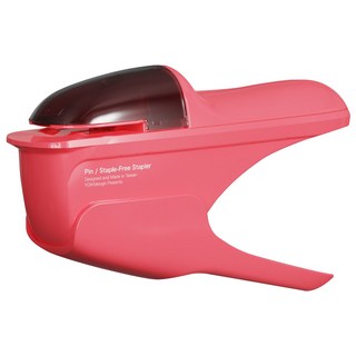 urban prefer PIN 無針釘書機 一體成型刀頭 半透明可推式上蓋 弧面省力設計, 熔岩紅, 1個