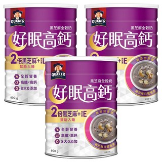 QUAKER 桂格 晚安好眠全穀奶 黑芝麻, 600g, 3罐