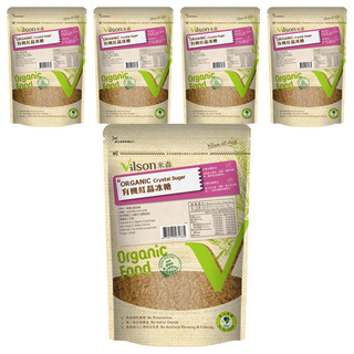 Vilson 米森有機 有機紅晶紅冰糖, 有機級, 無添加防腐劑、人工香料及色素, 有機栽培甘蔗, 天然香醇原味, 無二氧化硫漂白, 450g, 5包