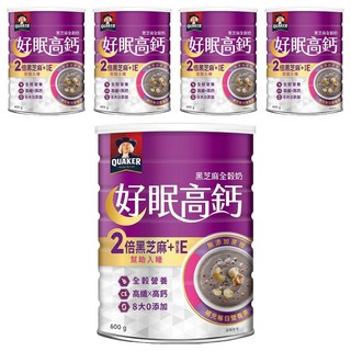 QUAKER 桂格 晚安好眠全穀奶 黑芝麻, 600g, 5罐