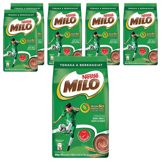 MILO 美祿 經典原味補充包900g*6包, 巧克力麥芽飲品，活力營養，全家共享, 900g, 1入, 6袋