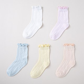 BASE ALPHA ESSENTIALS 女童少女荷葉邊襪子5件組