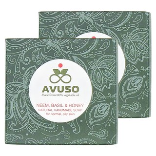 AVUSO 行道者 苦楝羅勒蜂蜜手工皂 100%天然植物油 適合中性/油性膚質, 125g, 2盒