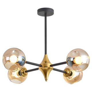 美式鄉村風/工業風 半吸頂四燈吊燈兩用 吊桿可調尺寸10/20/30cm, KC2010-4C