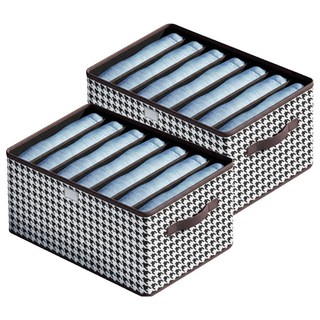 千鳥格紋衣物收納盒 7格, 千鳥格紋, 2個