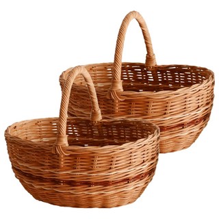 藤編野餐提籃 中, 單一顏色, 2個