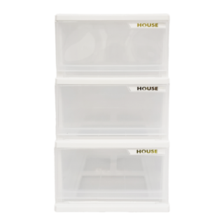 HOUSE 好室喵 3層收納櫃 PP聚丙烯材質 尺寸45x31.5x59公分, 31cm, 純白色, 3個