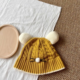 Orenjidamom 女童貓咪鬍鬚針織帽