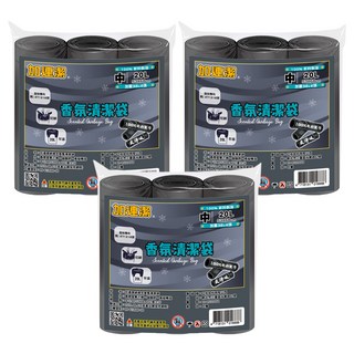 加連潔 綁提式 香氛清潔袋 中 炭淨味 3捲, 3包, 20L