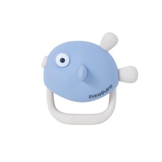 PiYOPiYO黃色小鴨鉑金矽膠金魚QQ食品級矽膠耐熱-40℃~200℃, 固齒器, 藍色, 1個