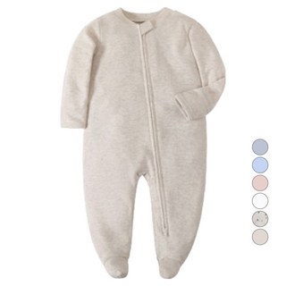JOYMULTI 嬰兒棉質翻袖包腳雙向拉鍊連身衣