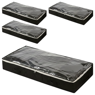 TAILI 太力 牛津布床底收納袋防潮衣物整理箱床底置物, 黑色, 4個