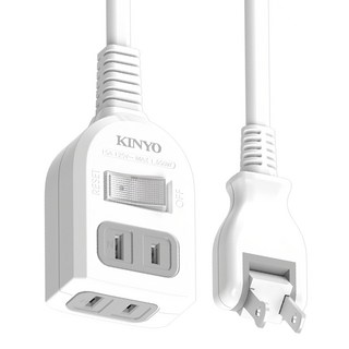 Kinyo 中繼安全延長線, 1.8m, 白色, 1個