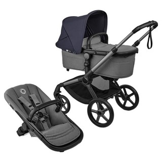 부가부 폭스 5 리뉴 섀시 + 시트 + 배시넷 패브릭 + 캐노피 + 어댑터 세트, 그래파이트(섀시), 문 그레이(시트 패브릭), 딥 인디고(캐노피)