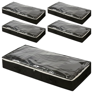 TAILI 太力 牛津布床底收納袋防潮衣物整理箱床底置物, 黑色, 5個