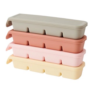 Firgi 雙重密封矽膠副食品冰磚盒 6格, 4個, 180ml, 米色+暖灰色+粉黛亂子草色+淡粉色