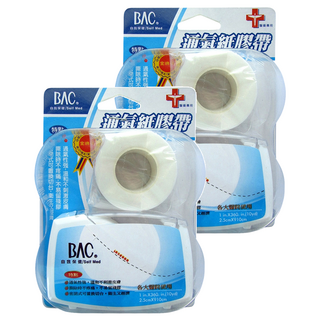 BAC 倍爾康 通氣紙膠帶 1.0吋 (附切割台) - 溫和透氣 不易殘膠 敏感肌適用, 2卡, 白色