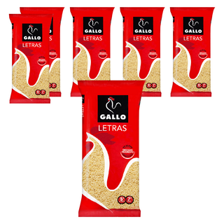 GALLO 公雞牌 字母造型麵LETRAS 西班牙原裝進口 杜蘭小麥製成 滾水煮5-7分鐘, 250g, 6包