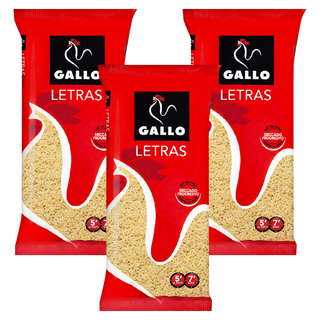 GALLO 公雞牌 字母造型麵LETRAS 西班牙原裝進口 杜蘭小麥製成 滾水煮5-7分鐘, 250g, 3包