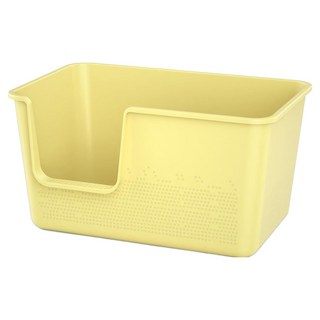 一體式貓砂盆 加高入口設計 濾砂踏板設計, 50 x 36 x 23cm, 奶油黃, 1個