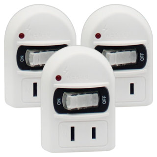 Mayka 明家 防雷壁插 2孔1開關 AC 110V 60Hz PC防火工程塑料, 白色, 3個