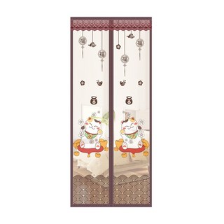 半島良品 魔術膠靜音磁吸防蚊門簾, 恭喜發財 白色