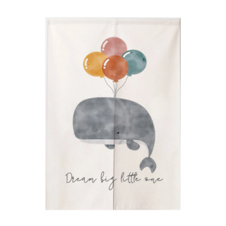 小清新造型門簾 附伸縮桿, 鯨魚氣球 米白色