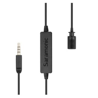 Saramonic 楓笛 LavMicro-S 立體聲領夾式麥克風，全向性電容式，適用於相機/手機/錄音設備，3.5mm/6.3mm音頻輸出，6米長傳輸線, 黑色