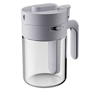 二合一料勺分離調味罐, 12.8x7.4cm, PP玻璃材質, 灰色/奶茶色, 300ml, 1個