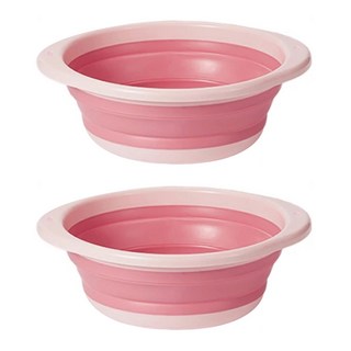 小麥購物 摺疊臉盆 C125 大 310g, 粉色, 2個
