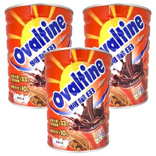 Ovaltine 阿華田 營養巧克力麥芽飲品，含21種營養，5種礦物質，7種維生素，8種必需胺基酸，膳食纖維，黃金大麥麥芽精華>33%，優質可可>10%, 800g, 1入, 3罐