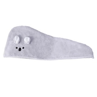 Sunday Life 立體萌耳動物吸水速乾乾髮帽 護髮帽, 灰色, 1個