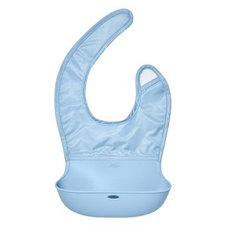 OXO tot 隨行好棒棒圍兜 柔軟矽膠大口袋 適合舒適貼合寶寶頸部 防水材質輕鬆擦拭清洗, 暮日藍, 1件, 1個