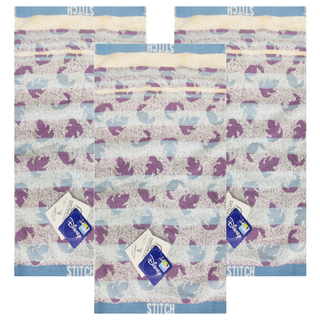 StitcH 迪士尼叢林史迪奇洗臉巾 27x50cm 100%純棉 台灣製, 藍色, 3條