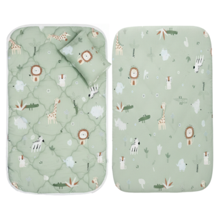 愛北鼻 幼兒園萊賽爾三件組, 1入, 灰綠動物園